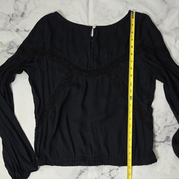 Free People Black Blouse with Lace Detail - Picture 5 of 6